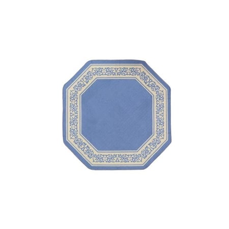 Madison Industries Madison Industries FLO-54X54-BL 54 x 54 in. Floral Border Octagon Accent Rug - Blue FLO-54X54-BL